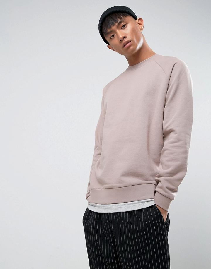 Asos Sweatshirt With T-shirt Hem In Pink - Pink