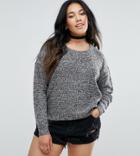 Brave Soul Plus Round Neck Sweater - Gray