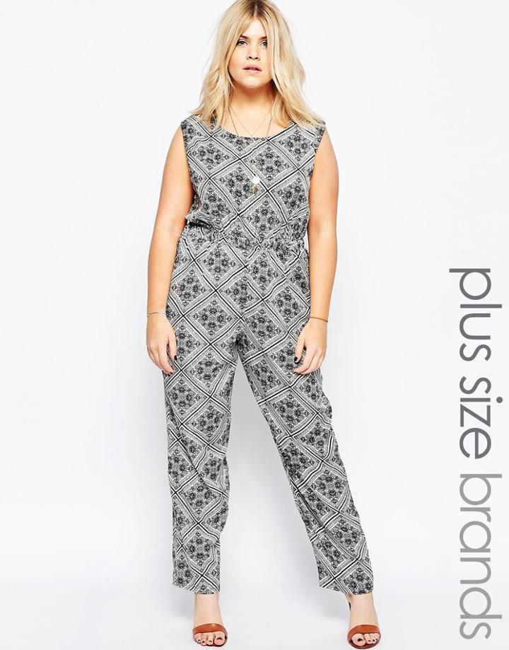 Diya Plus Jumpsuit In Scarf Print