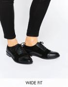 Asos Makeup Wide Fit Leather Brogues - Black