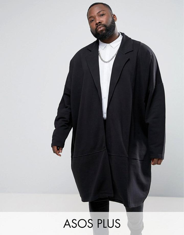 Asos Plus Extreme Oversized Extreme Longline Jersey Duster Jacket - Black