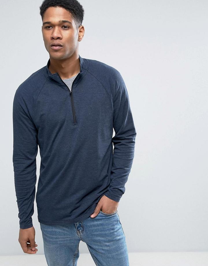 Abercrombie & Fitch Sweatshirt Active Half Zip Lightweight Baselayer In Navy - Navy