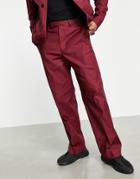 Asos Design Smart Wide Leg Pants Set In Burgundy-red