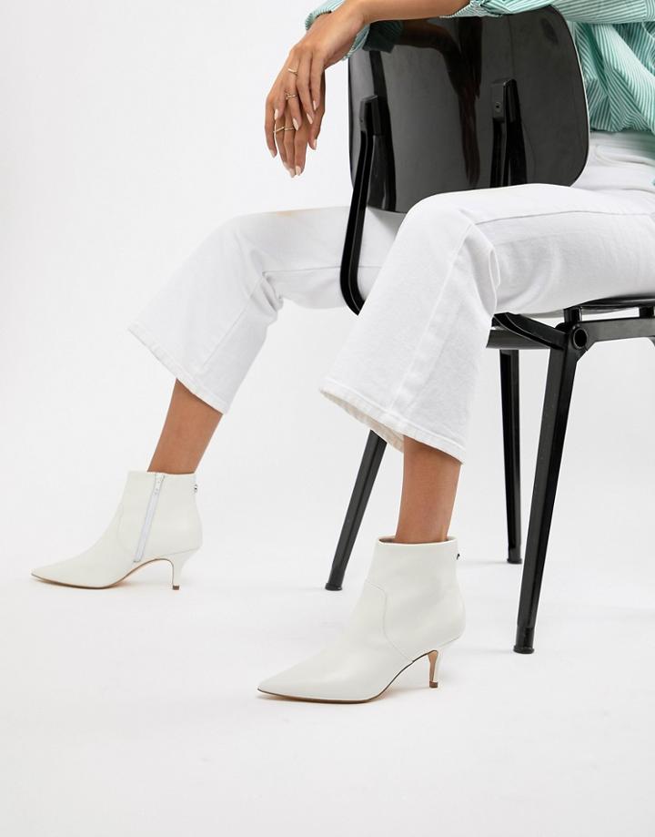 Steve Madden Leather Kitten Heel Boot - White