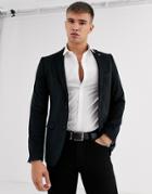 Avail London Skinny Suit Jacket In Black Velvet