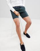 Asos Design Slim Mid Length Smart Shorts In Forest Green - Green