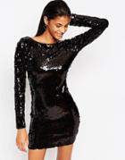 Asos Embellished Sequin Mini Dress - Black