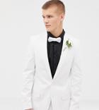 Asos Design Tall Wedding Skinny Suit Jacket In Stretch Cotton In White - White