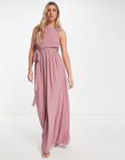 Tfnc Bridesmaid Chiffon Maxi Dress With Deep Cowl Back In Lavender-purple