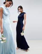 Ghost Bridesmaid Capped Sleeve Maxi Dress With Keyhole Detail - Navy