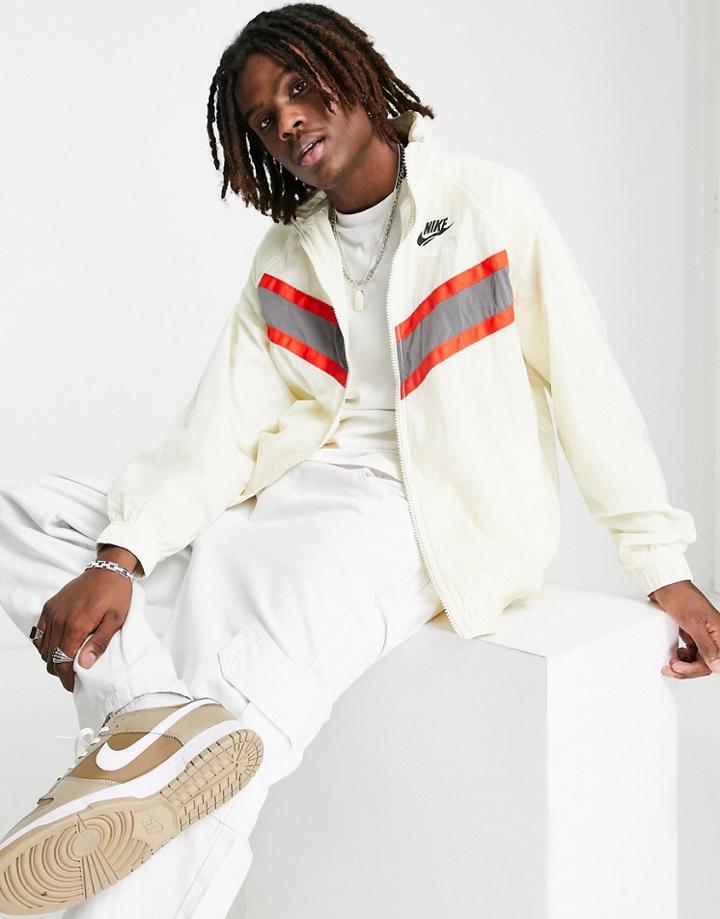 Nike Statement Hbr Woven Lined Hooded Jacket In Cream-white