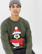Jack And Jones Holidays Penguin Sweat Sweater - Green