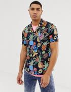 Soul Star Short Sleeve Fruity Revere Shirt - Navy