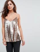 Asos Fuller Bust Sequin Cami With V Neck - Gold