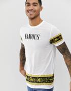Asos Design T-shirt With Baroque Border Print And Text Print - White