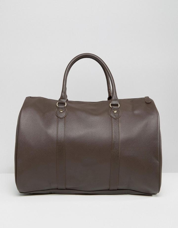 Asos Smart Carryall In Brown Faux Leather - Brown