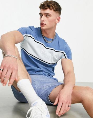 Pre London College Block Stripe T-shirt In Blue-blues