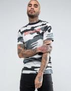 Wasted Paris Logo T-shirt In Camo - Gray