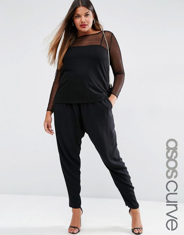 Asos Curve Woven Harem Pant - Black