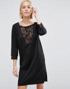 Minimum Shift Dress With Lace Panel - Black
