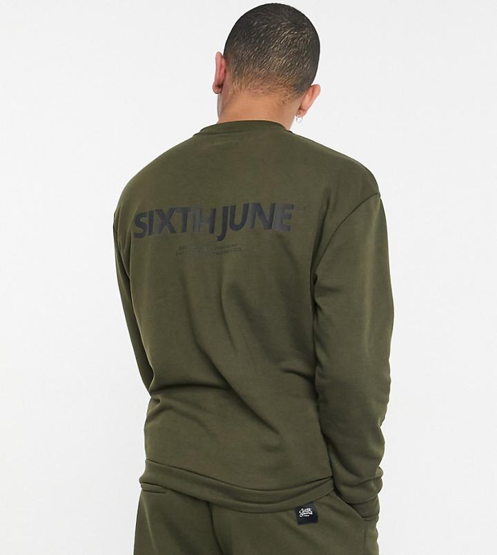 Sixth June Essential Sweatshirt In Khaki Exclusive At Asos-green