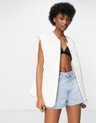 Monki Hanna Recycled Quilted Vest In Ecru-neutral