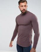 Asos Longline Lightweight Muscle Sweatshirt - Brown