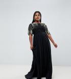 Virgos Lounge Plus Lena Maxi Dress With Embellishment In Black - Black