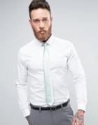 Asos Skinny Shirt In White With Mint Tie Save - White