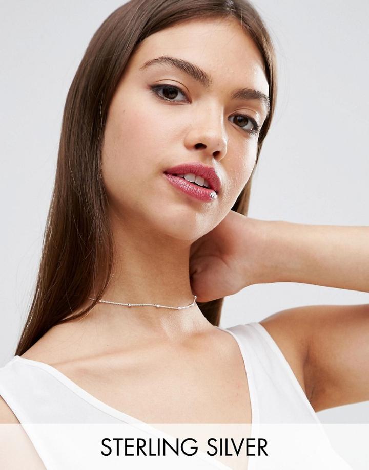 Asos Sterling Silver Ball Chain Choker Necklace - Sterling Silver