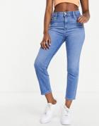 Levi's 724 High Rise Straight Crop Jeans In Mid Wash Blue