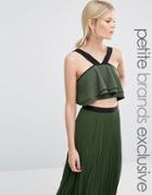 True Decadence Petite Strappy Fluted Crop Top - Green