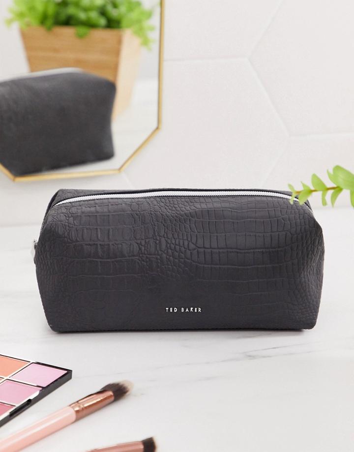 Ted Baker Pozy Reflective Faux Croc Makeup Bag-black
