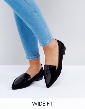 Asos Lees Wide Fit Pointed Loafers - Black