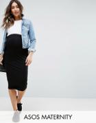 Asos Maternity Over The Bump Midi Pencil Skirt In Jersey - Black
