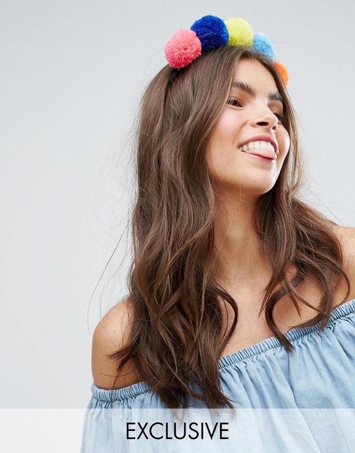 Monki Festival Pom Pom Headband - Multi