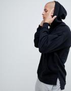 Asos Design Oversized Hoodie With Step Hem In Black - Black