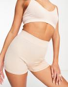 Asos Design Shaping Seamless Booty Short In Beige-pink