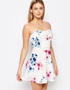 Ariana Grande For Lipsy Floral Print Bandeau Prom Dress - Multi Floral