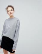 Fred Perry Embroidered Wreath Logo Sweatshirt - Gray