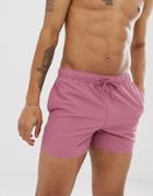 Asos Design Swim Shorts In Dusty Pink Short Length - Pink