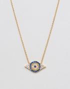 Ottoman Hands Circle Evil Eye Necklace - Gold