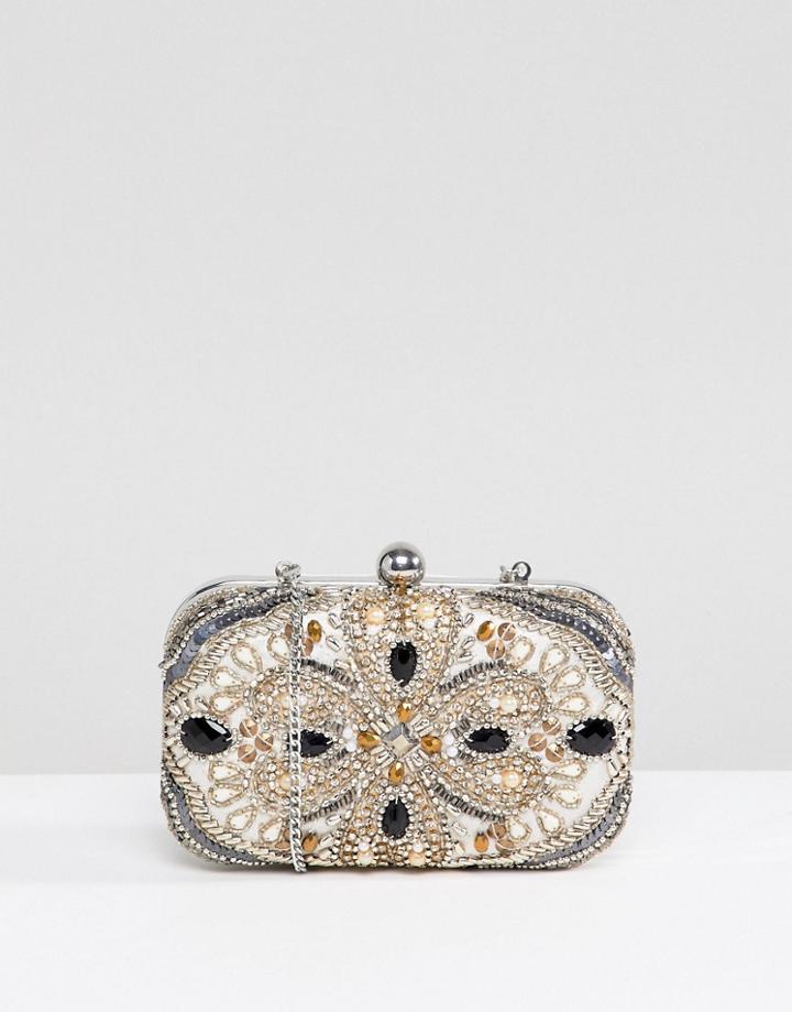 Park Lane Handmade Embellished Structured Clutch Bag - Gold