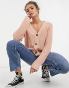 Brave Soul Daisy Boxy Cardigan-pink