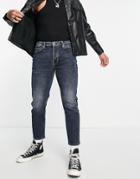 Allsaints Jack Cropped Jeans In Mid Wash-blues