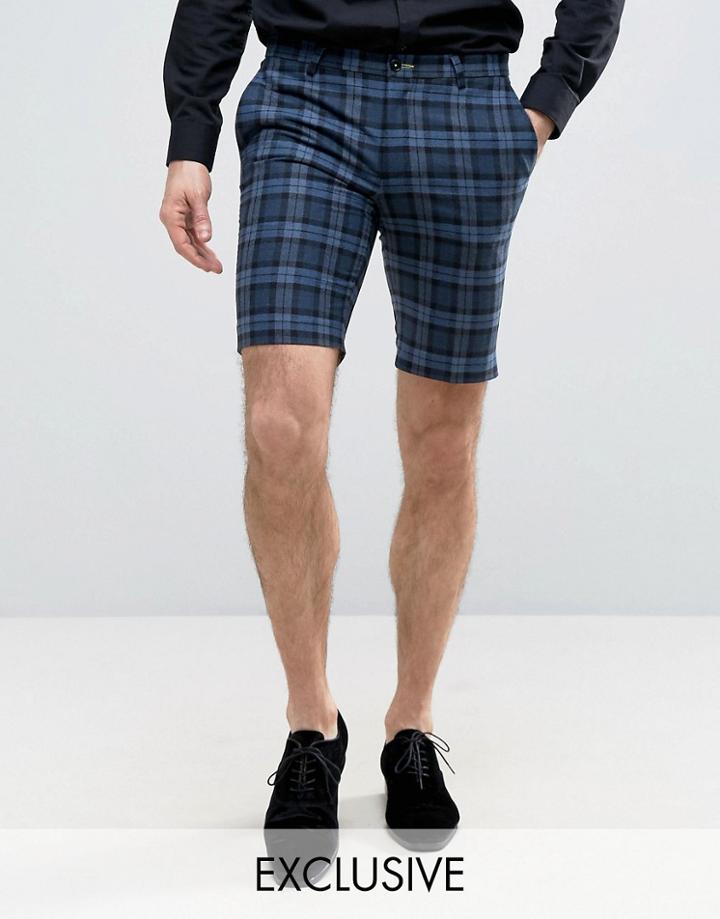 Noose & Monkey Super Skinny Smart Shorts - Blue