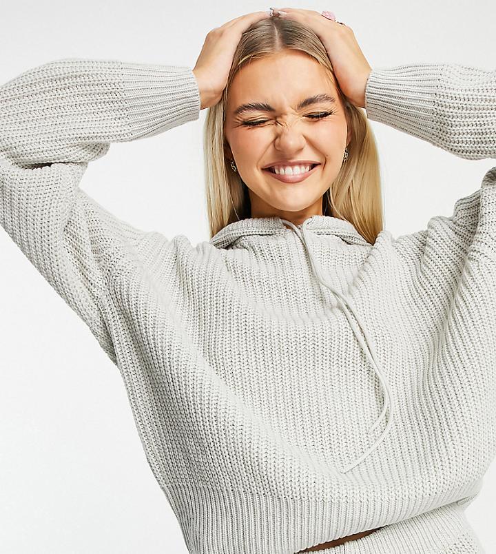 Collusion Knit Hoodie In Gray-grey