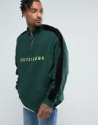Asos Oversized Sweatshirt With Funnel Neck And Slogan Print - Green