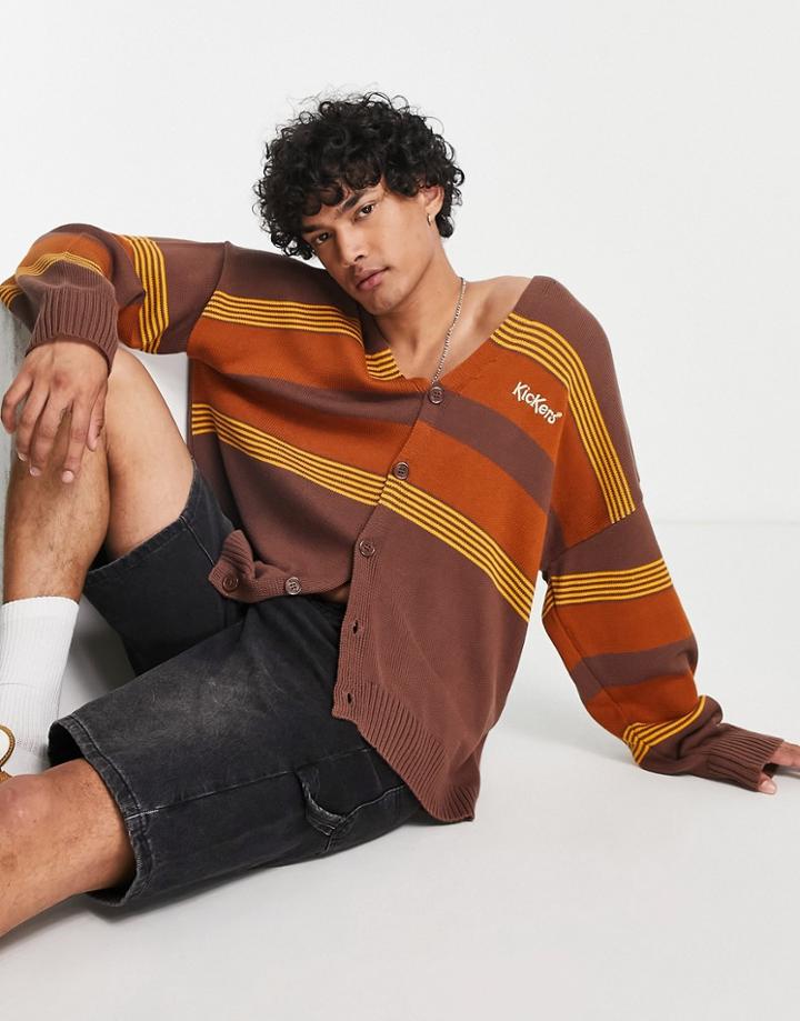 Kickers Cardigan With Stripes In Brown