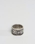 Asos Ring In Burnished Silver With Geo Design - Silver